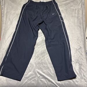 Nike Mens XXL Blue White Trim Classic Woven Track Windbreaker Lined Pants 341584